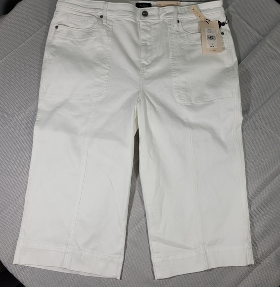 NYDJ Denim - NYDJ - Wide-Leg Pedal crop Stretch - Optic White size 16 Women's.